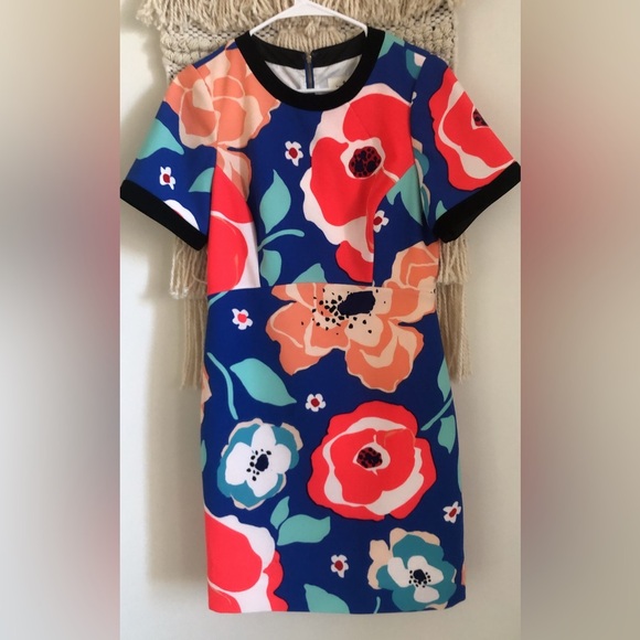 KATE SPADE Jaq Dive Right In Vibrant Floral Print Dress Short Sleeve Size 6 - Picture 4 of 6